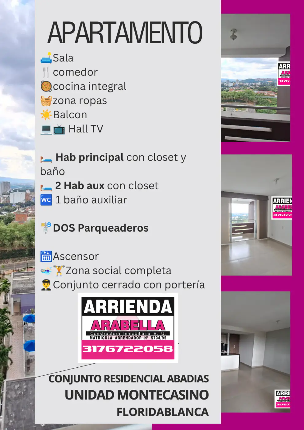 APARTAMENTO CONDOMINIO ABADIAS CONJUNTO MONTECASINO FLORIDABLANCA - imagen de producto
